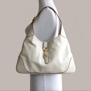 Gucci White Leather Jackie O Bouvier Hobo Bag